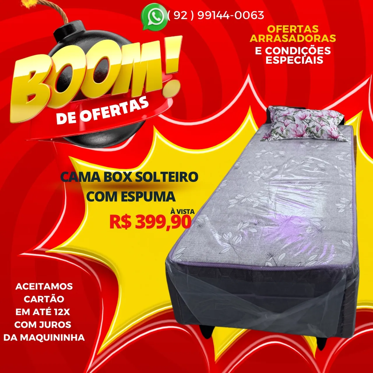 Cama Box Solteiro com Espuma - Oferta Explosiva!