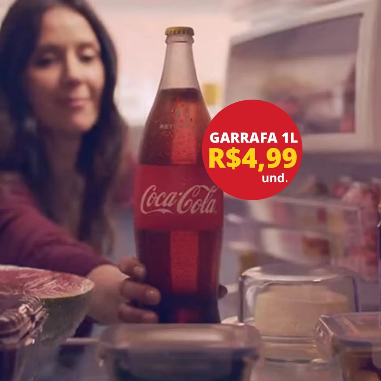 Coca-Cola 1L - Garrafa de vidro