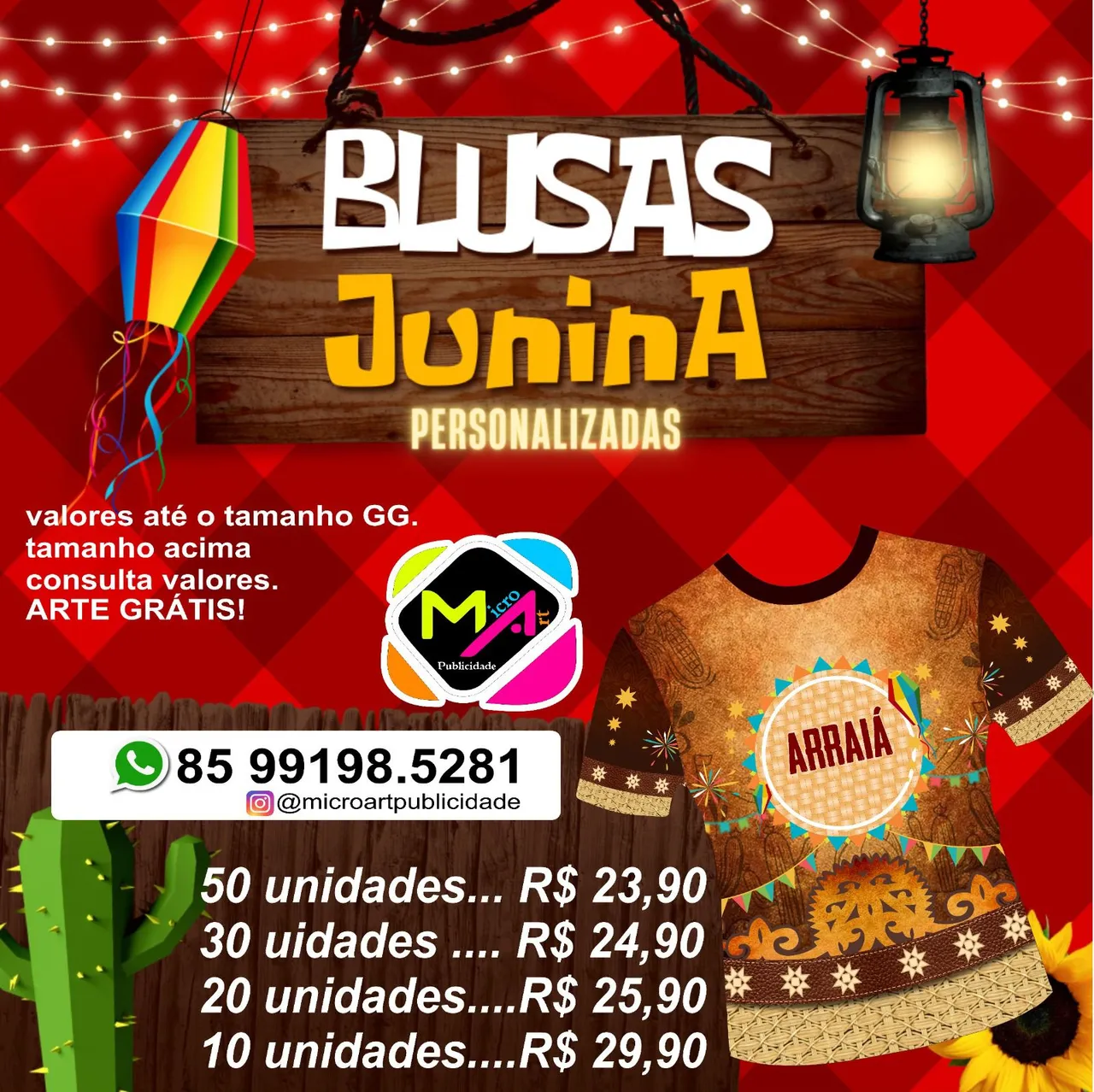 Blusas Juninas Personalizadas - Arraiá