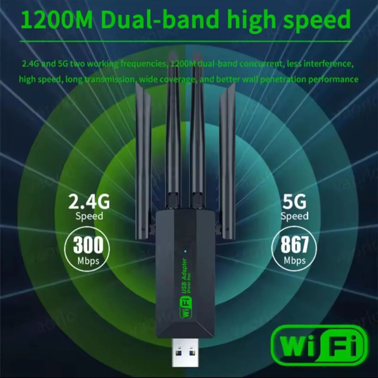 Adaptador USB WiFi Wireless Alta Velocidade 4 Antenas - Foto 3