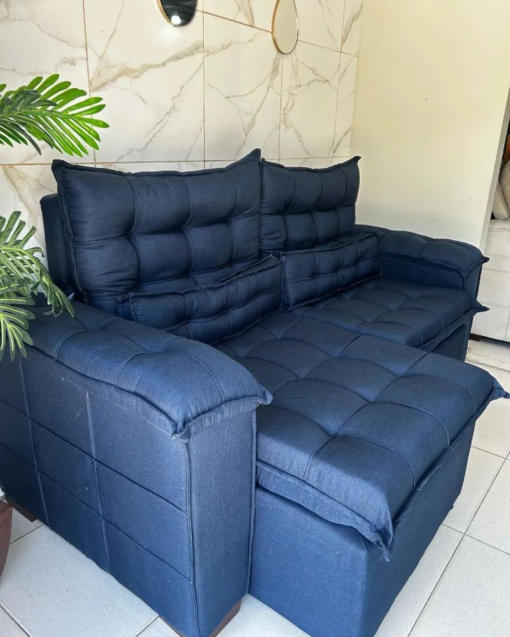 Sofá de Canto Azul - Conforto e Estilo