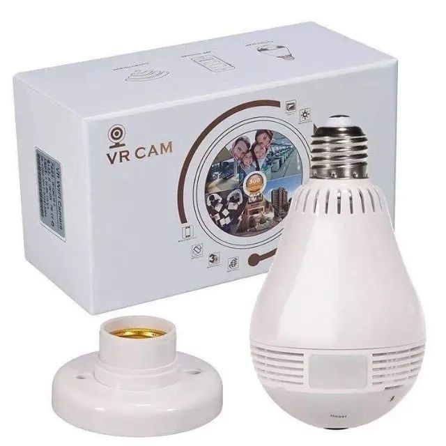 Lâmpada Câmera Led Wifi Ip HD Panorâmica 360º Espião Celular - Foto 4
