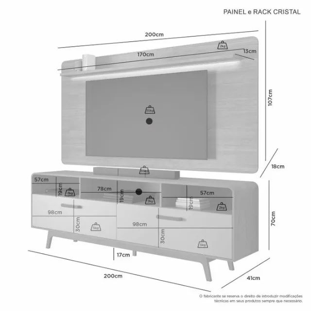 PAINEL + RACK CRISTAL  2,00M. PRONTA ENTREGA. - Foto 2
