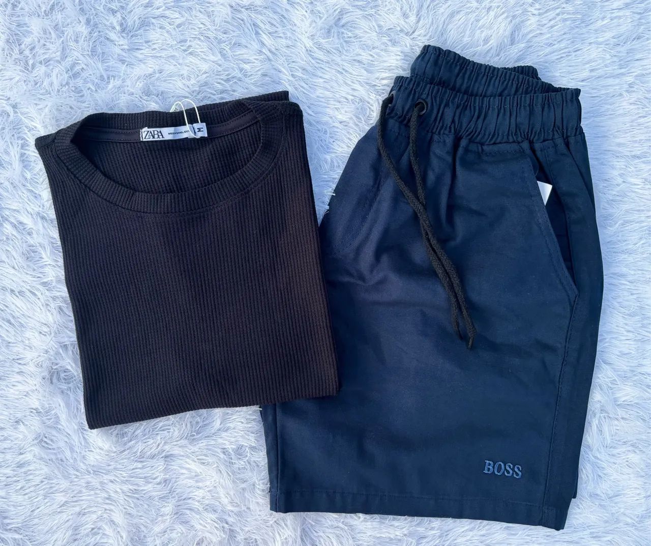 Kit Camisa Texturizada e Bermuda Sarja