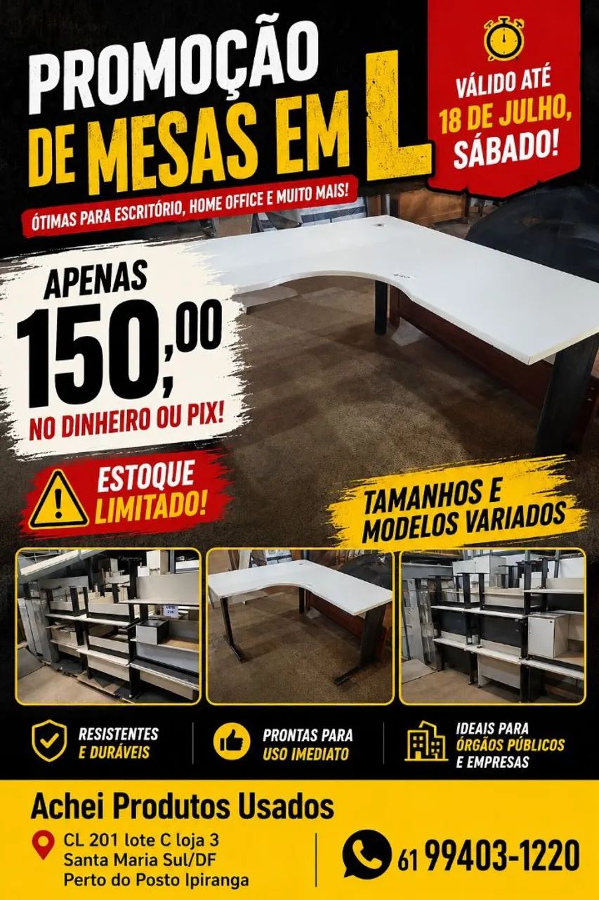 Mesa em L para Escritório - Foto 3