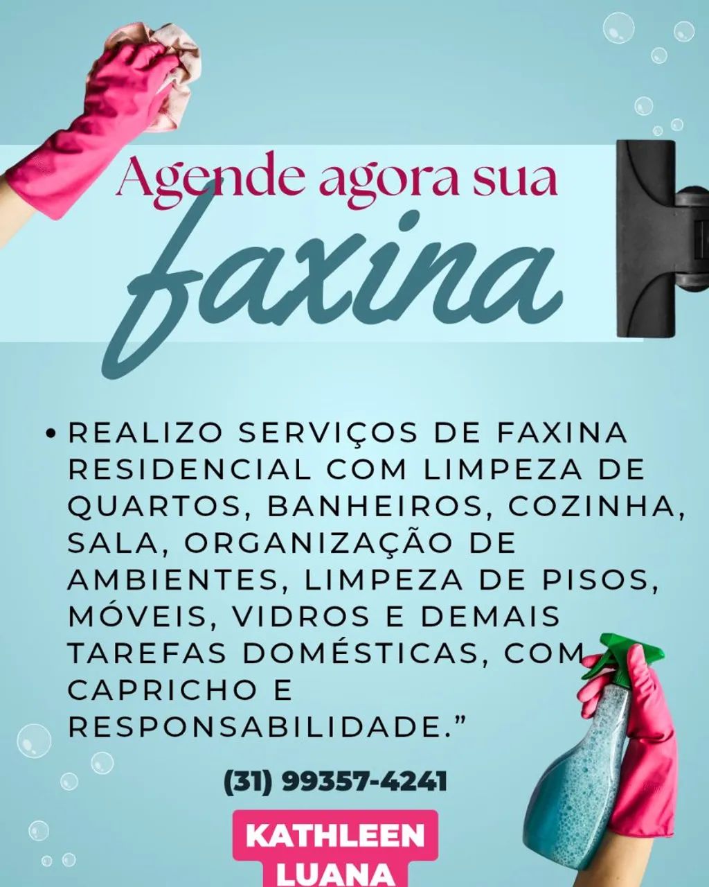 Faxina serviço domésticos 