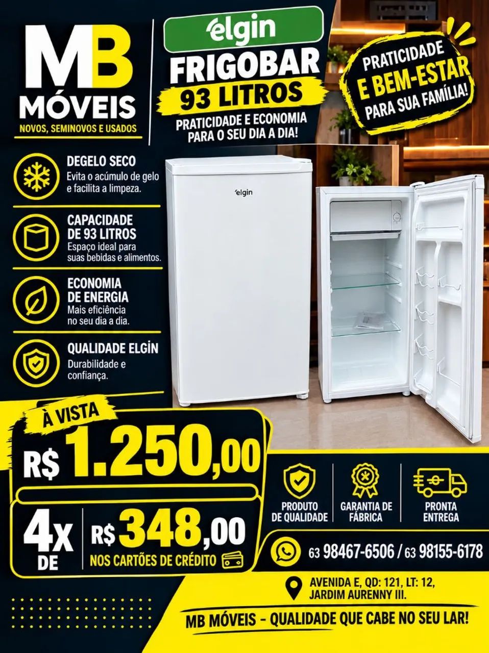 Frigobar elgin 93L novo. 