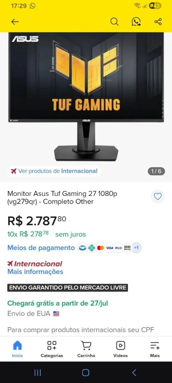 Monitor Gaming TUF VG279QR - Foto 3