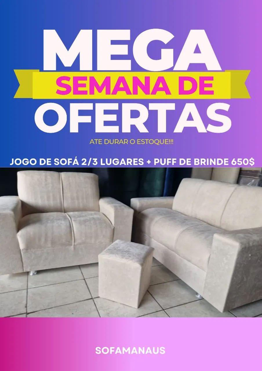 Jogo de sofá 2/3 lugares com puff de brinde  - Foto 5