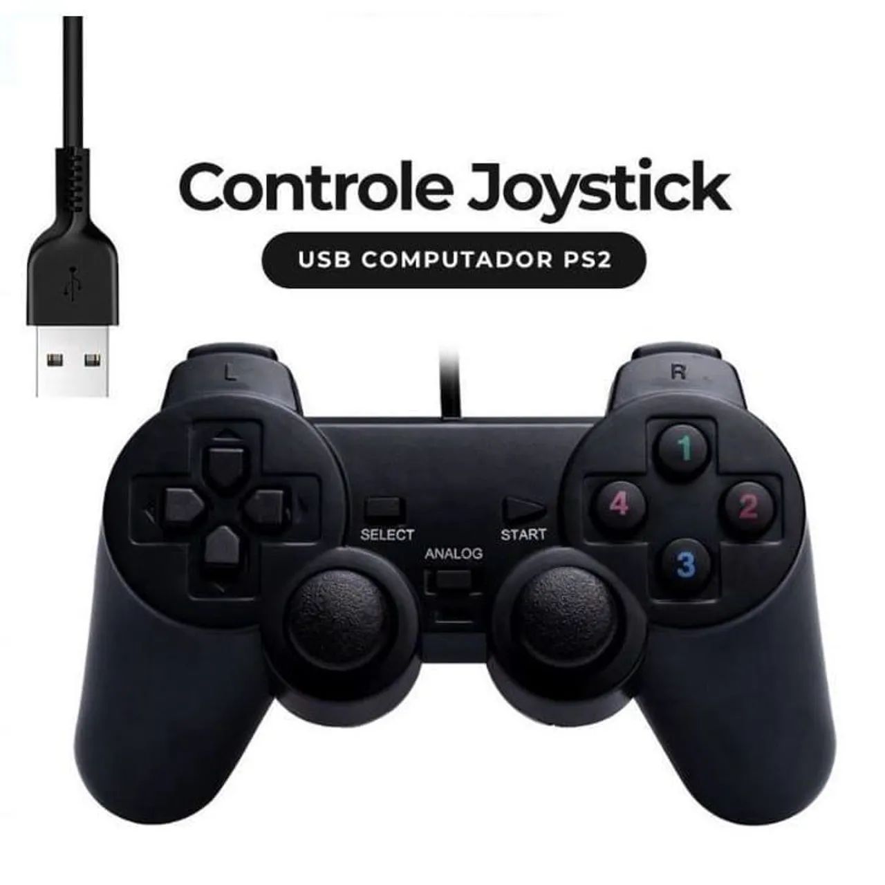 Controle PS2 com fio USB para Pc  - Foto 3