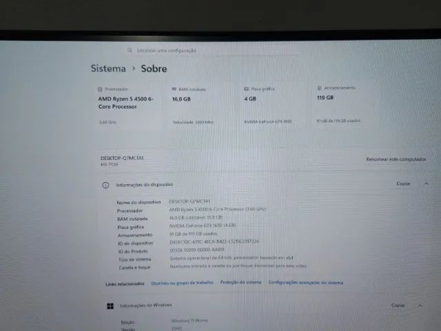 Pc Ryzen 5 e Gtx 1650 - Foto 5