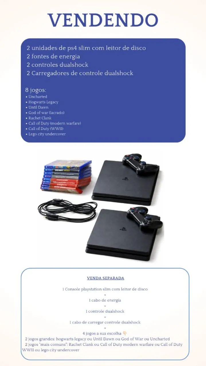 Playstation 4 slim ps4 controles e jogos 1tb