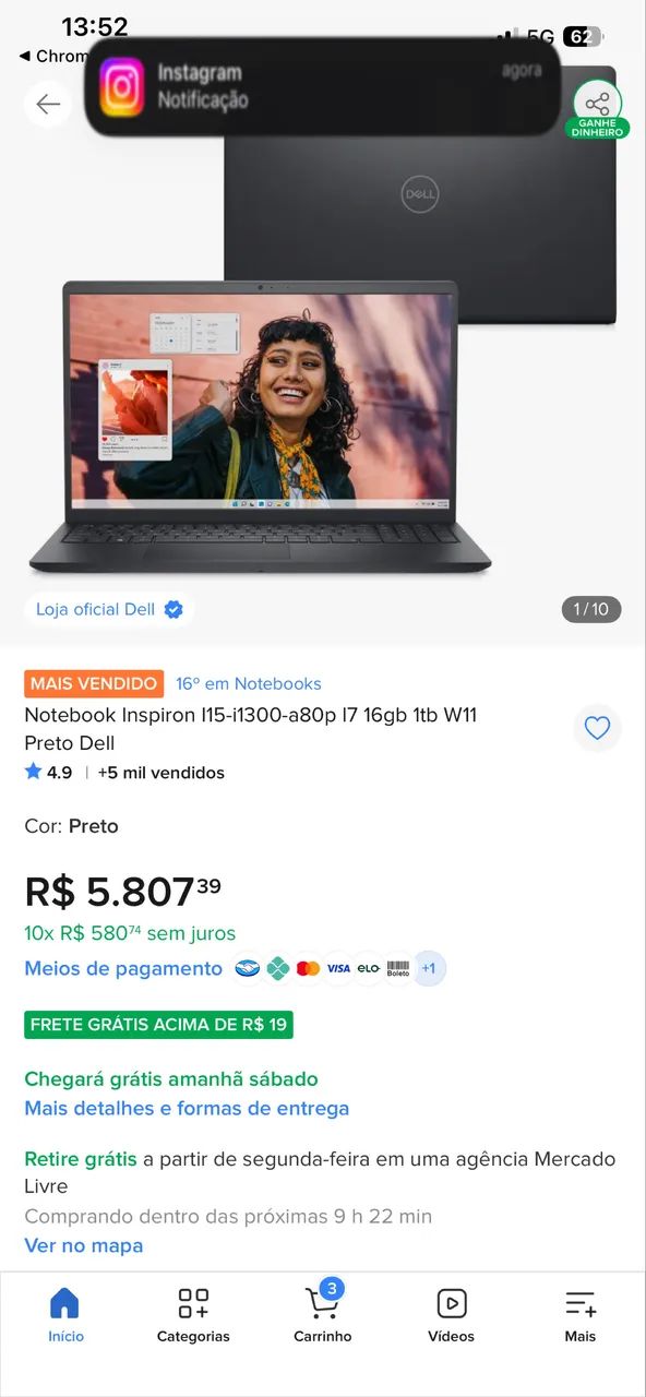 Notebook Dell i7 16 de ram  - Foto 3