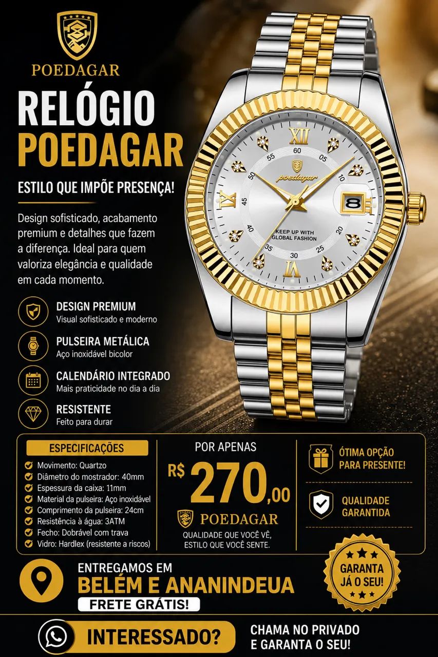 ? RELÓGIOS POEDAGAR - Foto 3