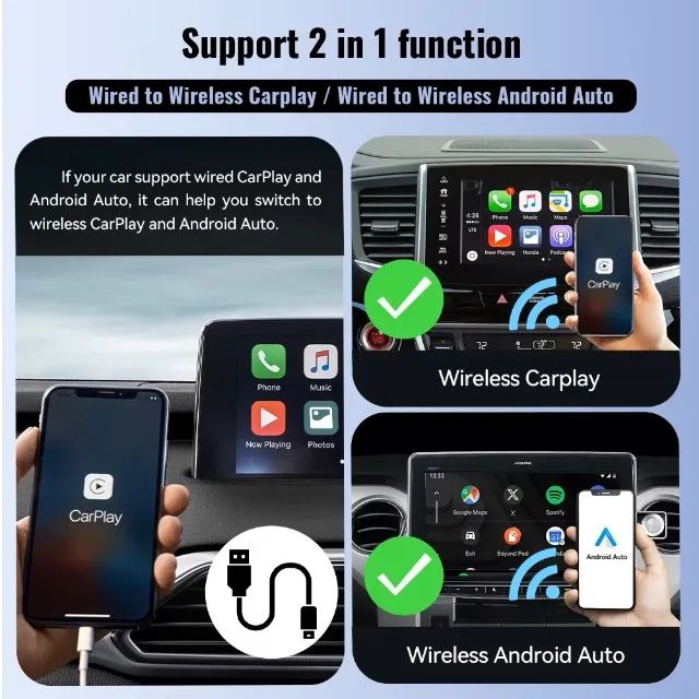 Adaptador Sem Fio CarPlay e Android Auto - Sem Fio - XUDA - Foto 5