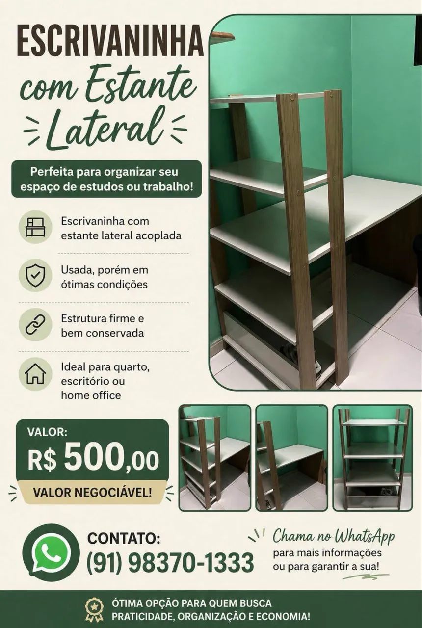 Escrivaninha com Estante Lateral