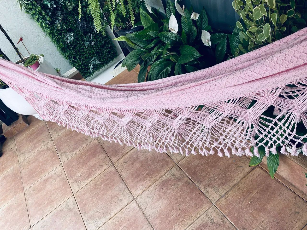 Rede de dormir em algodão, cor rosa  - Foto 4