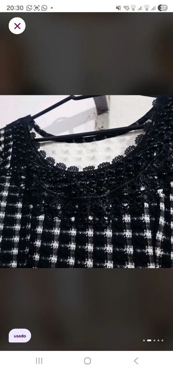 vestido xadrez vichy com renda e babados - Foto 4