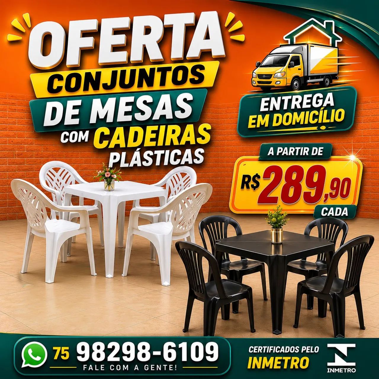 Conjuntos de mesas e cadeiras plásticas - Oferta 
