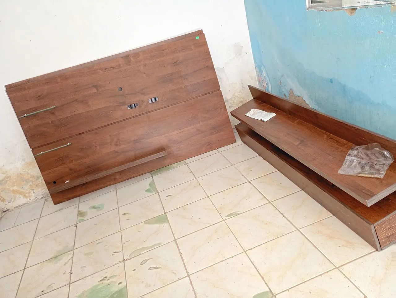 Conjunto rack de baixo e suporte para televisão, madeirado lindo - Foto 3