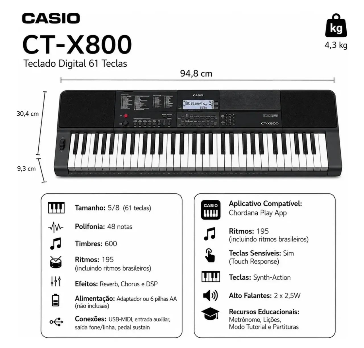 Teclado Casio CTx800