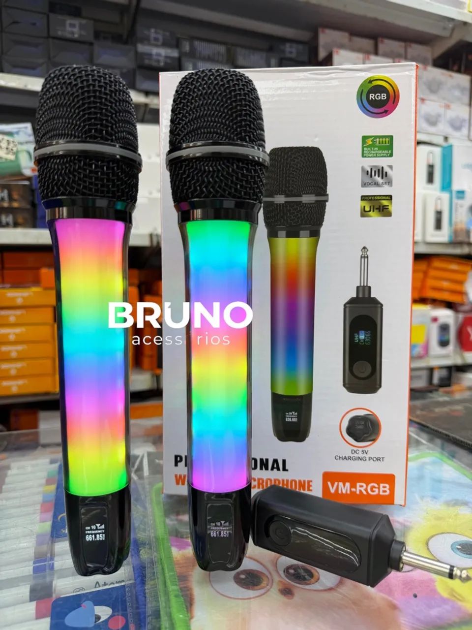 Microfone sem Fio com led duplo UHF - Foto 2