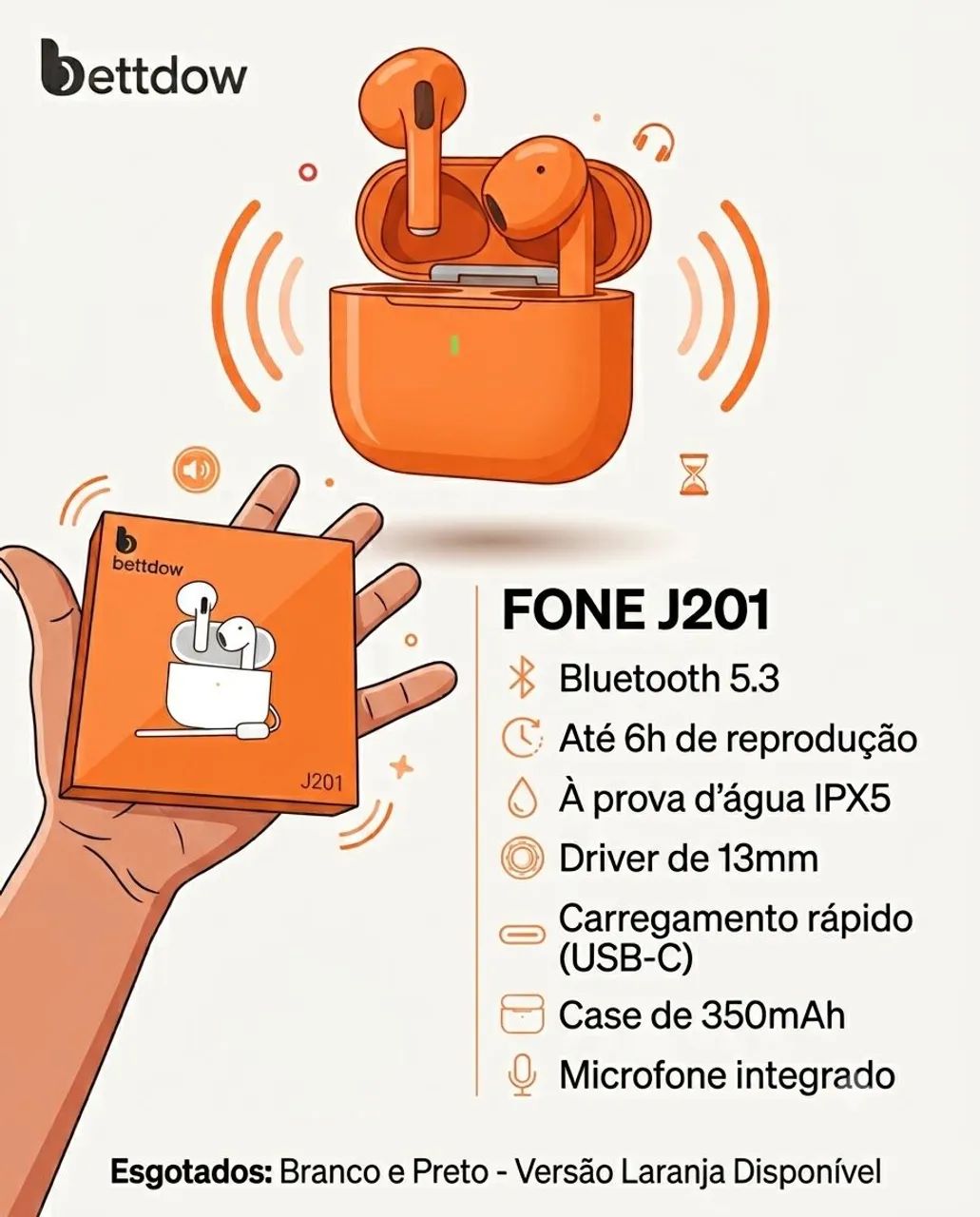 Fone de ouvido bluetooth 
