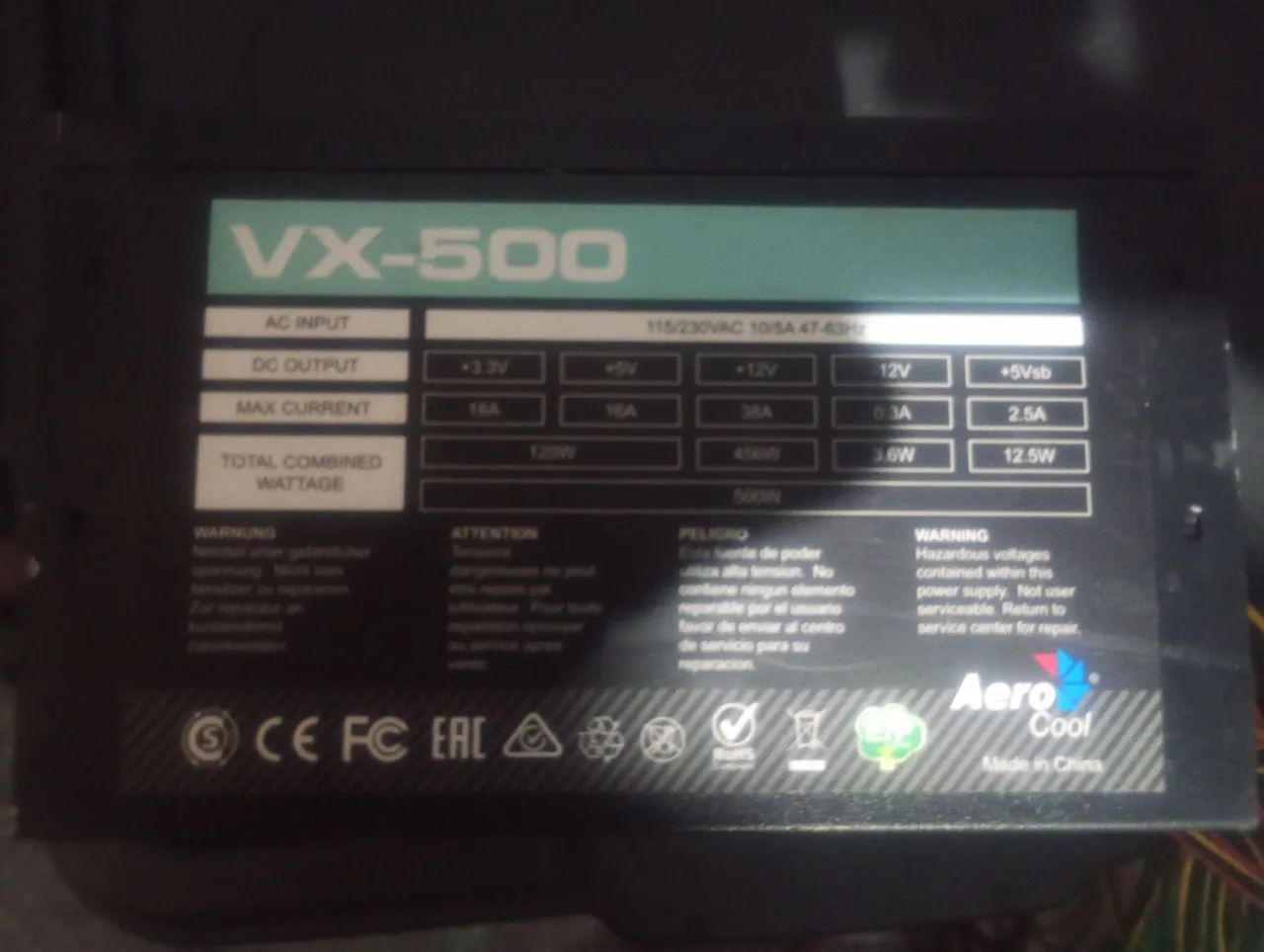 Fonte Vx 500 aerocool