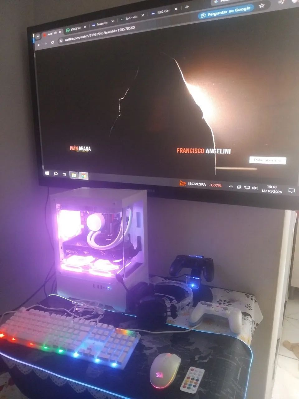 Pc gamer com monitor de 50 polegadas tv Samsung 