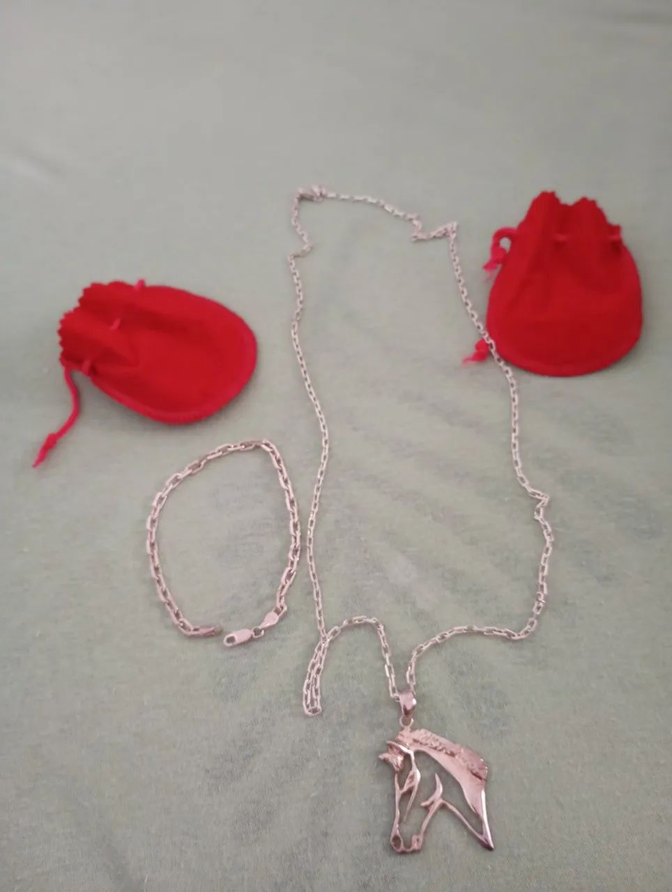 Cordão e pulseira masculina de prata 950