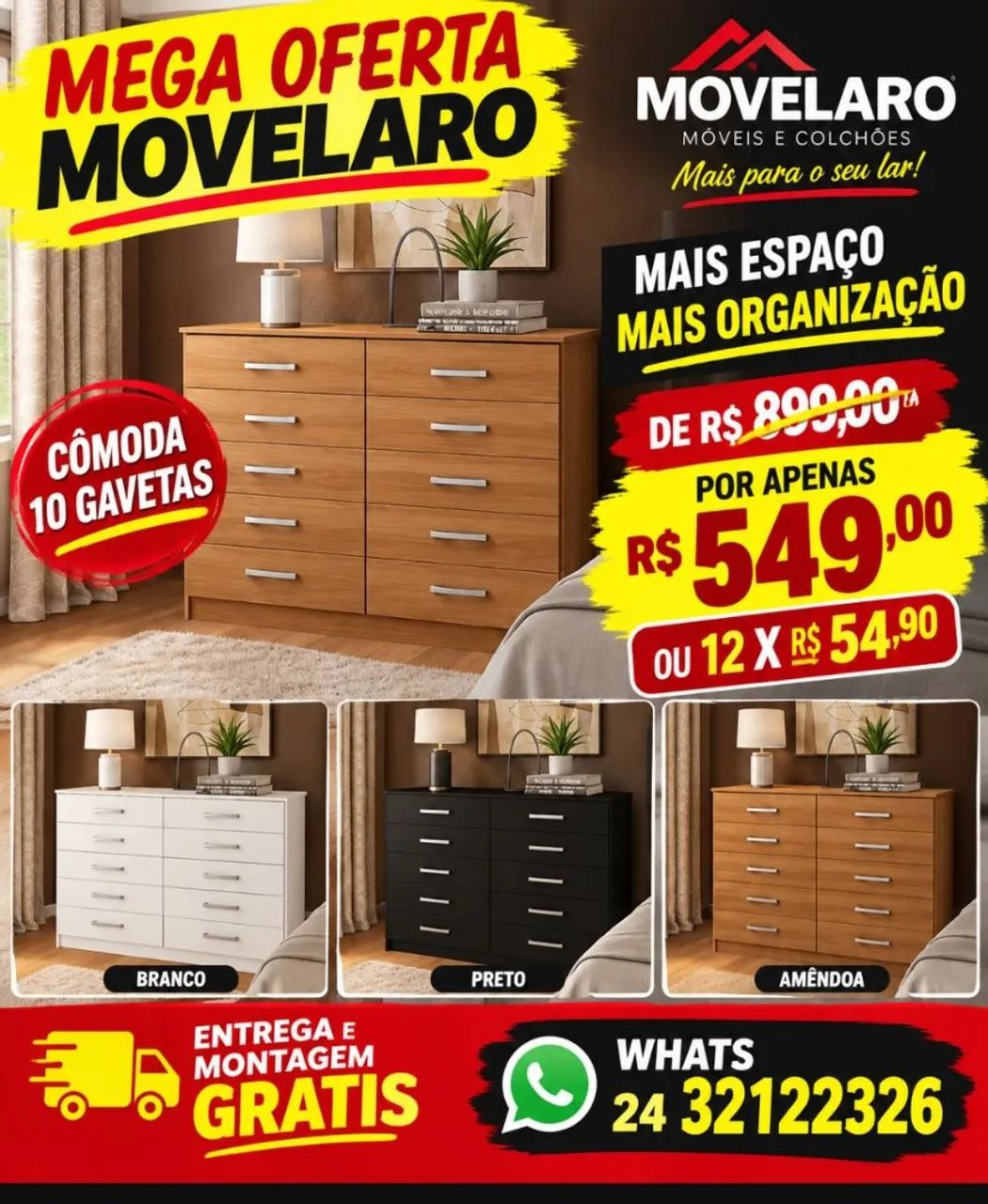 Cômoda 10 gavetas 