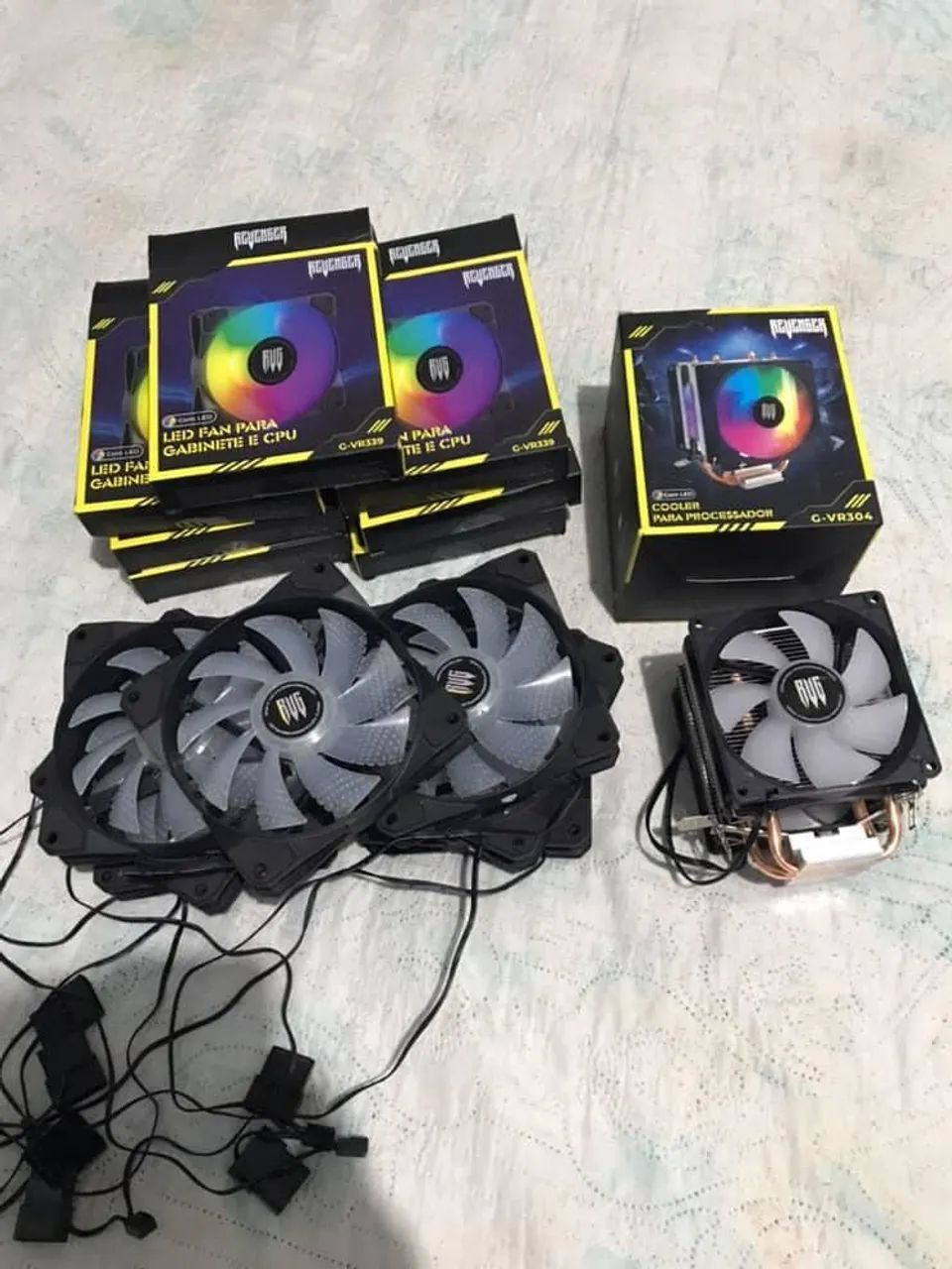 Kit 7 Fans 240mm e 1 AirColler (RGB Rainbow)