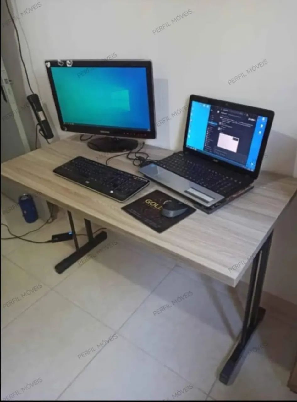 MESA RETA SEM GAVETA 150X60 ENTREGAMOS COM FRETE - Foto 3