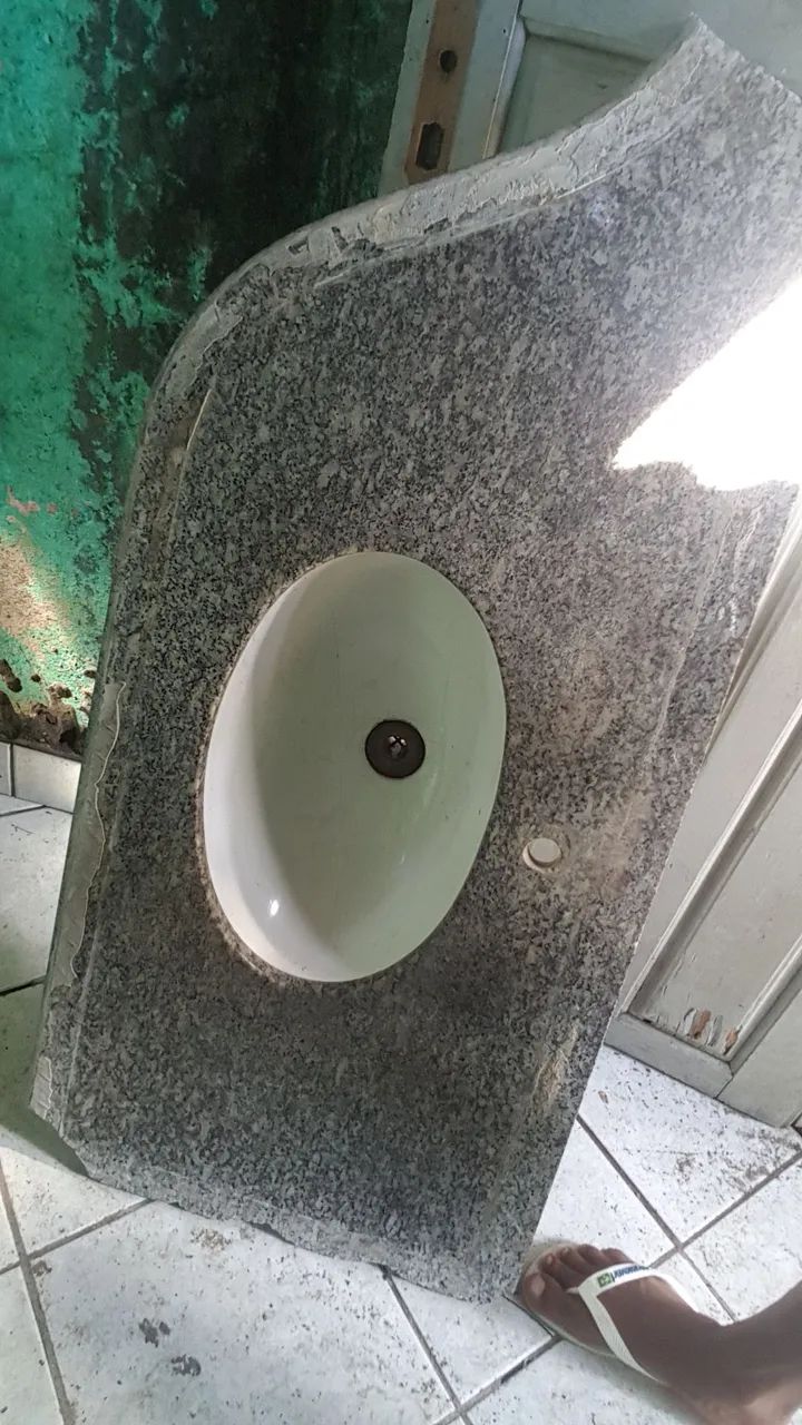 Pia mármore granito preto com branco 