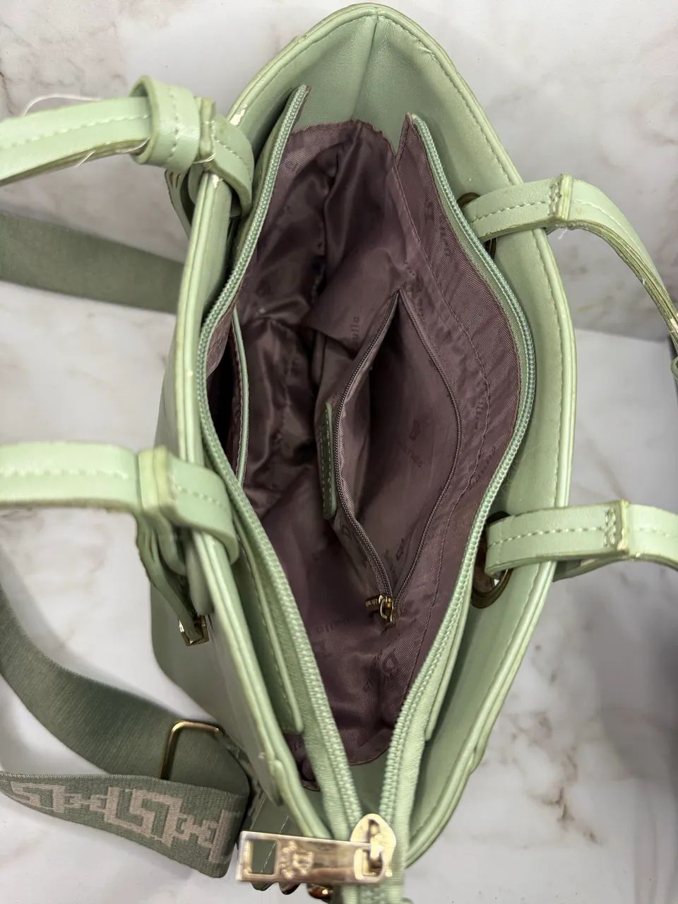 Bolsa tote verde-claro - Foto 3