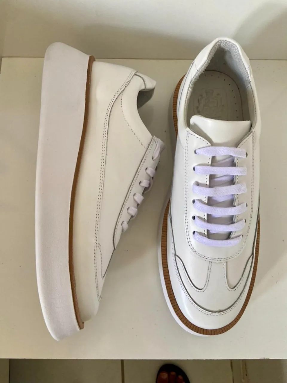 Sapatênis em Couro, N38 Branco, masculino - Foto 5