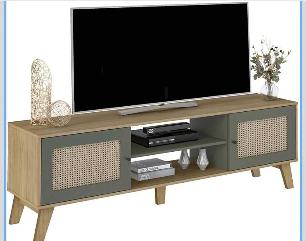 Rack para Tv até 75 polegadas com 2 portas de abrir cor Carvalho c/ menta 