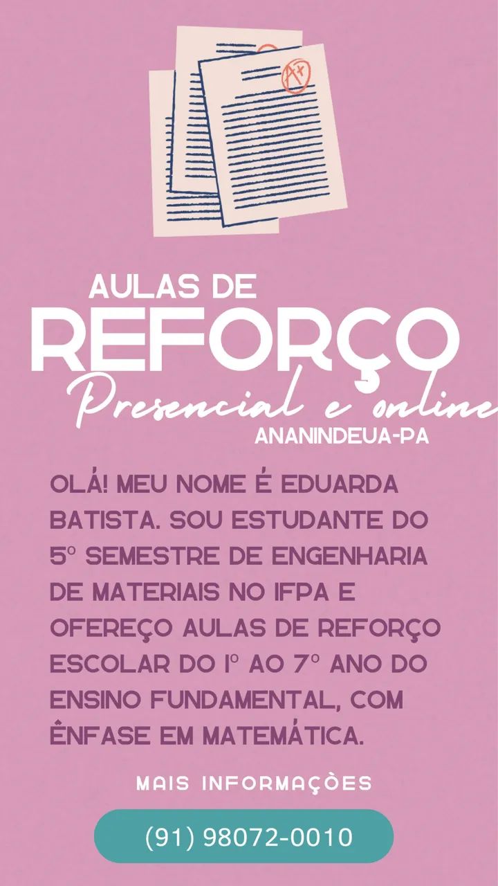 Aulas de reforço - Ananindeua/Pa