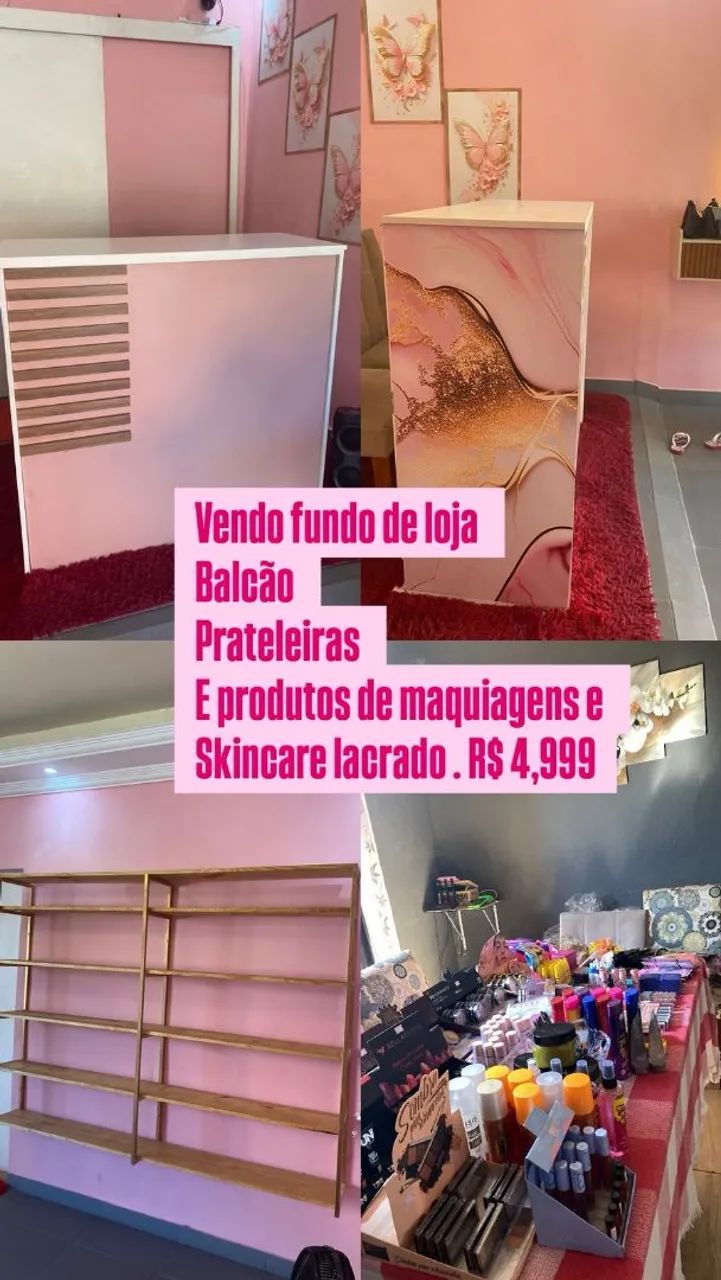 VENDO FUNDO DE LOJA ! PRATELEIRAS NOVAS E PRODUTOS DE MAQUIAGEM!
