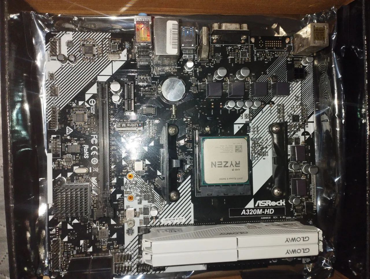 Kit AMD Ryzen 5 5600g , 16gb de ram, placa mãe Asrock a320m