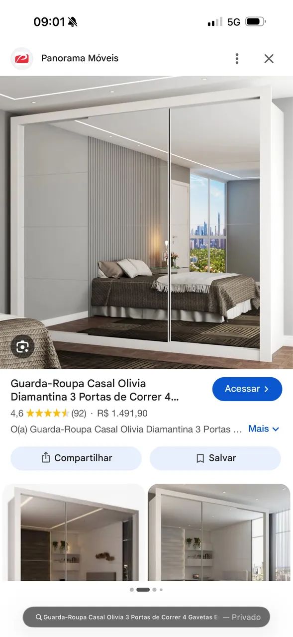 Guarda roupa casal com espelho 