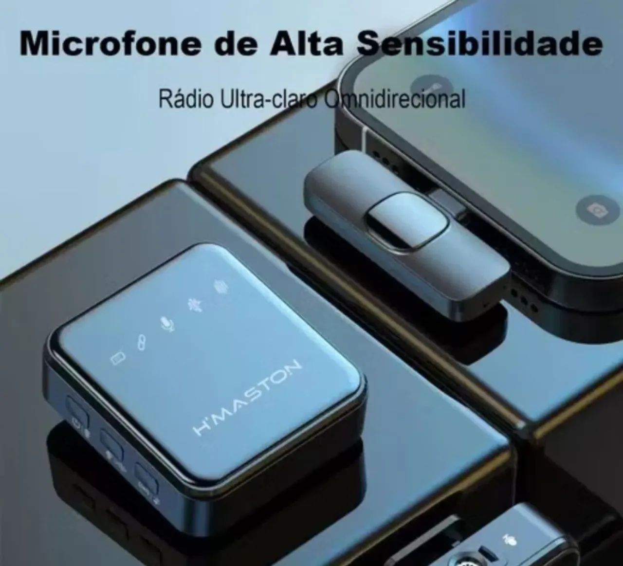 Microfone Lapela Sem Fio Tipo-C Bluetooth Preto H'maston - Foto 4