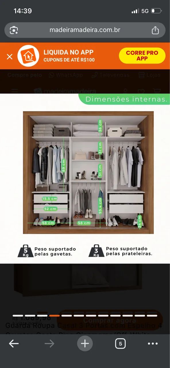 Guarda roupa em ótimo estado  - Foto 3
