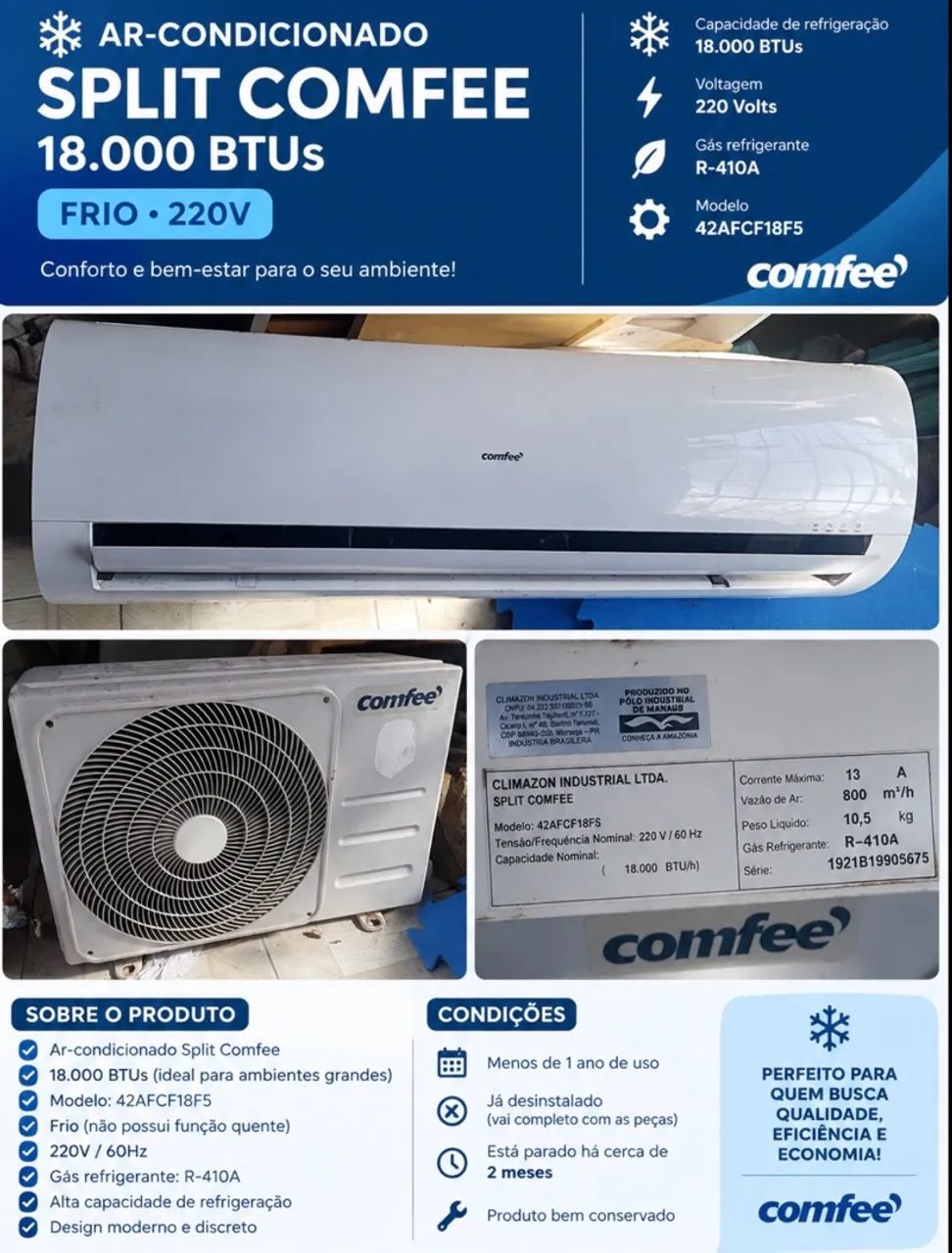 Ar condicionado 18000 btus