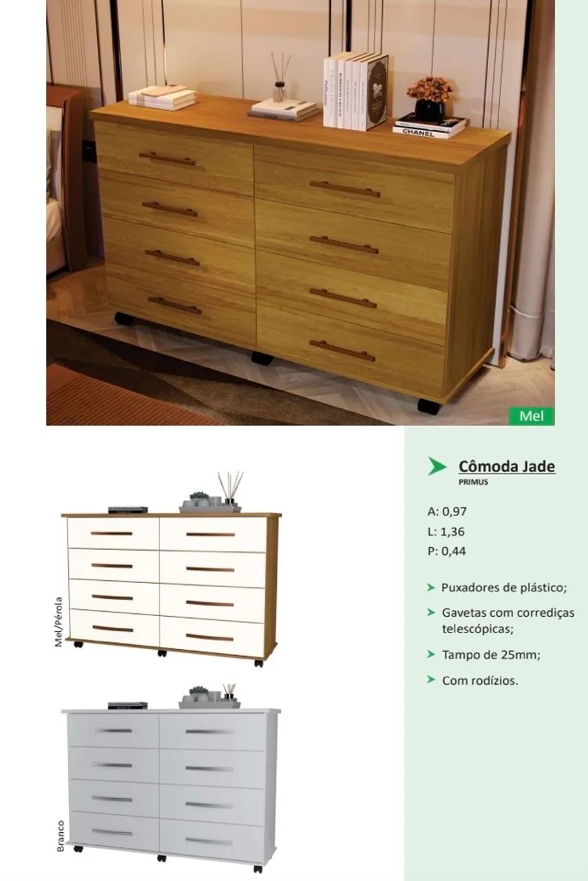 Cômoda 8 gavetas com rodinhas - Promoção  - Foto 2