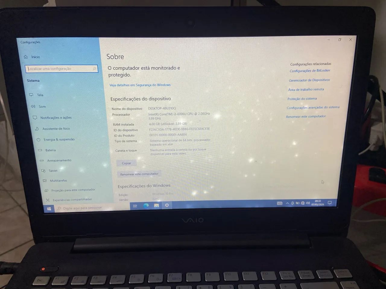 Notebook VAIO i3 4GB RAM 1TB HD - Foto 5