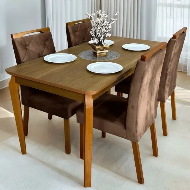 MESA DE JANTAR ALEGRA AMADEIRADA - PAGUE SÓ NA ENTREGA! - Foto 3