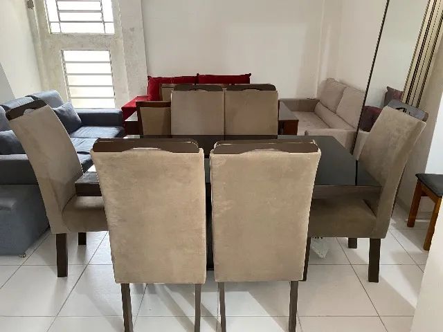 Mesa de jantar c/ 6 cadeiras estofadas  - Foto 2