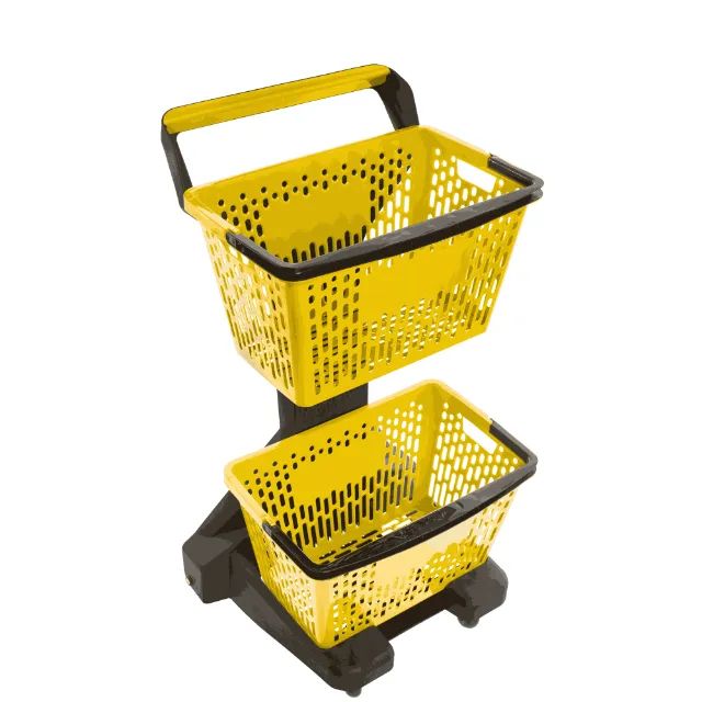 7973 - CARRINHO DE SUPERMERCADO DE 2 CESTOS AMARELO / MARCA: DELLAPLAST