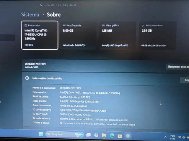 Notebook Dell Latitude Core i7 de 8° Geração - Foto 4